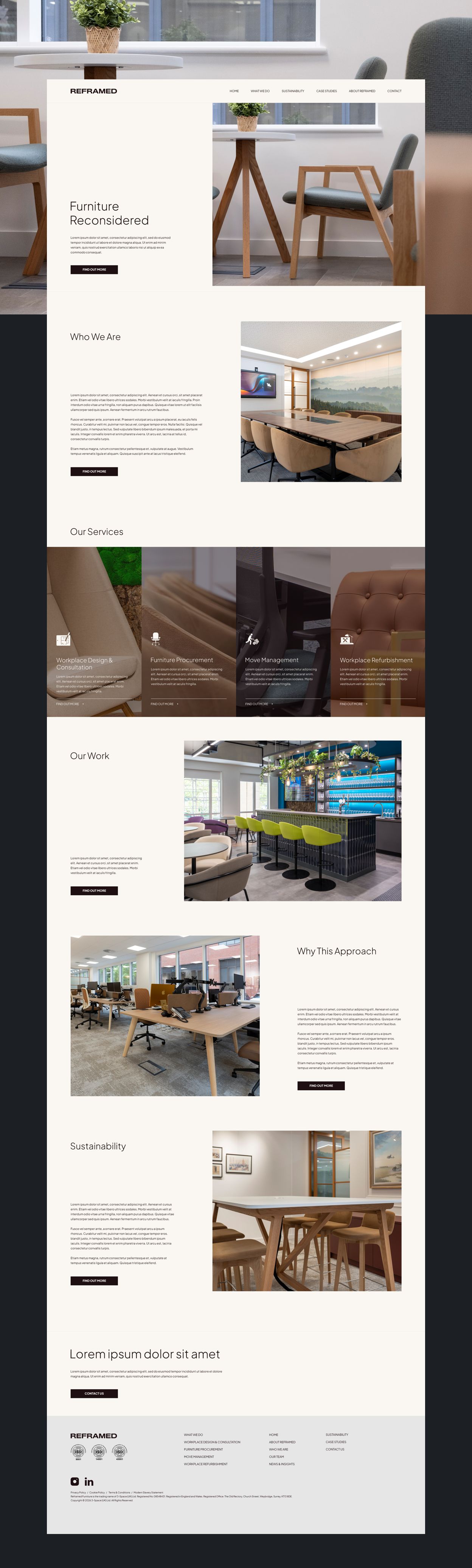Sussex website design for Reframed Furniture homepage Sussex website design for the Reframed Furniture homepage