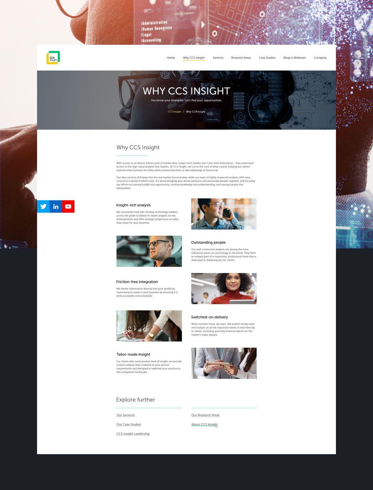 CCS Insight Internal Webpage Design by Sussex Web Designs Internal CCS Insight webpage highlighting company information and research expertise